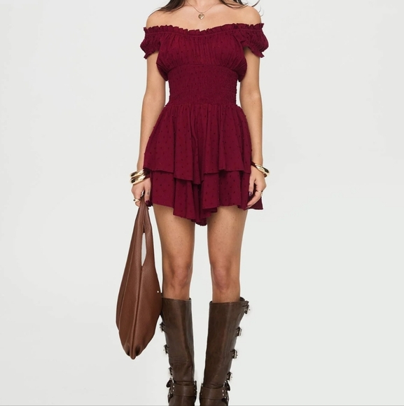 NEW Princess Polly Love Galore Romper Deep Cherry - Size 4 - Picture 6 of 6